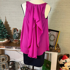 Hutch Anthropologie Two Tier Dress Chiffon Woman’s Size Small Pink Navy Barbie